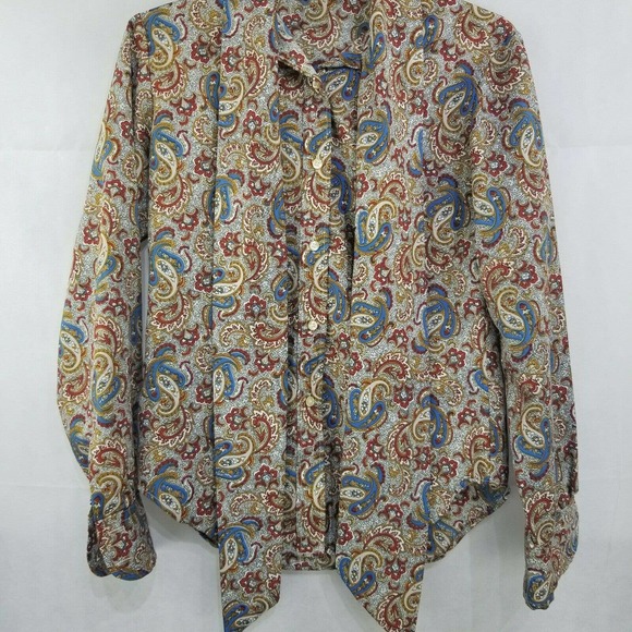 Vintage Tie Neck Blouse LS Paisley Top Size 11/12 - Picture 10 of 10
